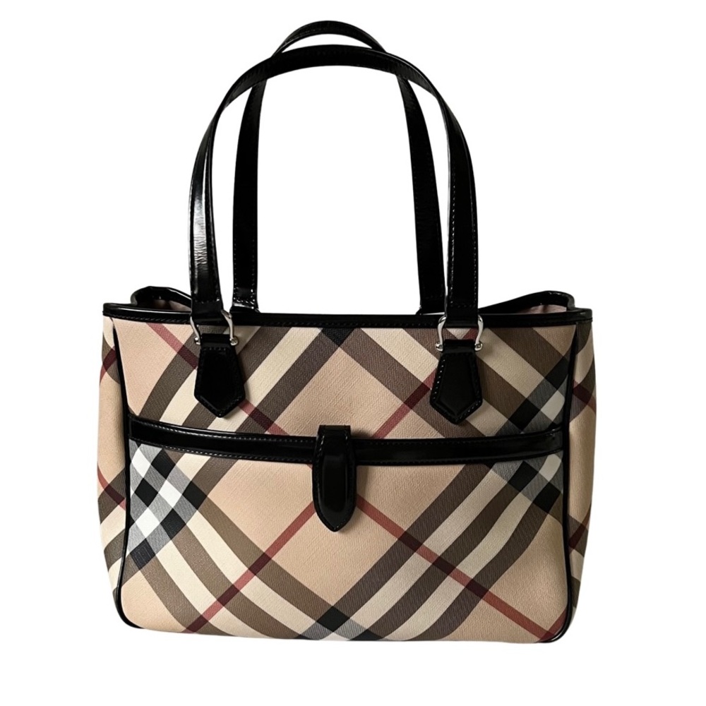 Burberry Nova Check Handbag Coated Canvas Patent Leather